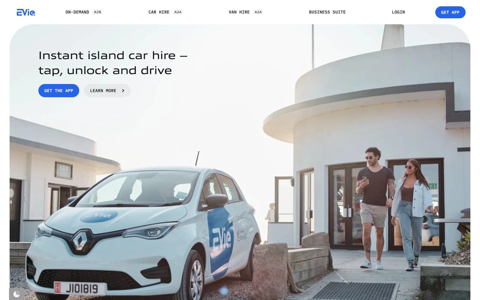 EVie's new homepage