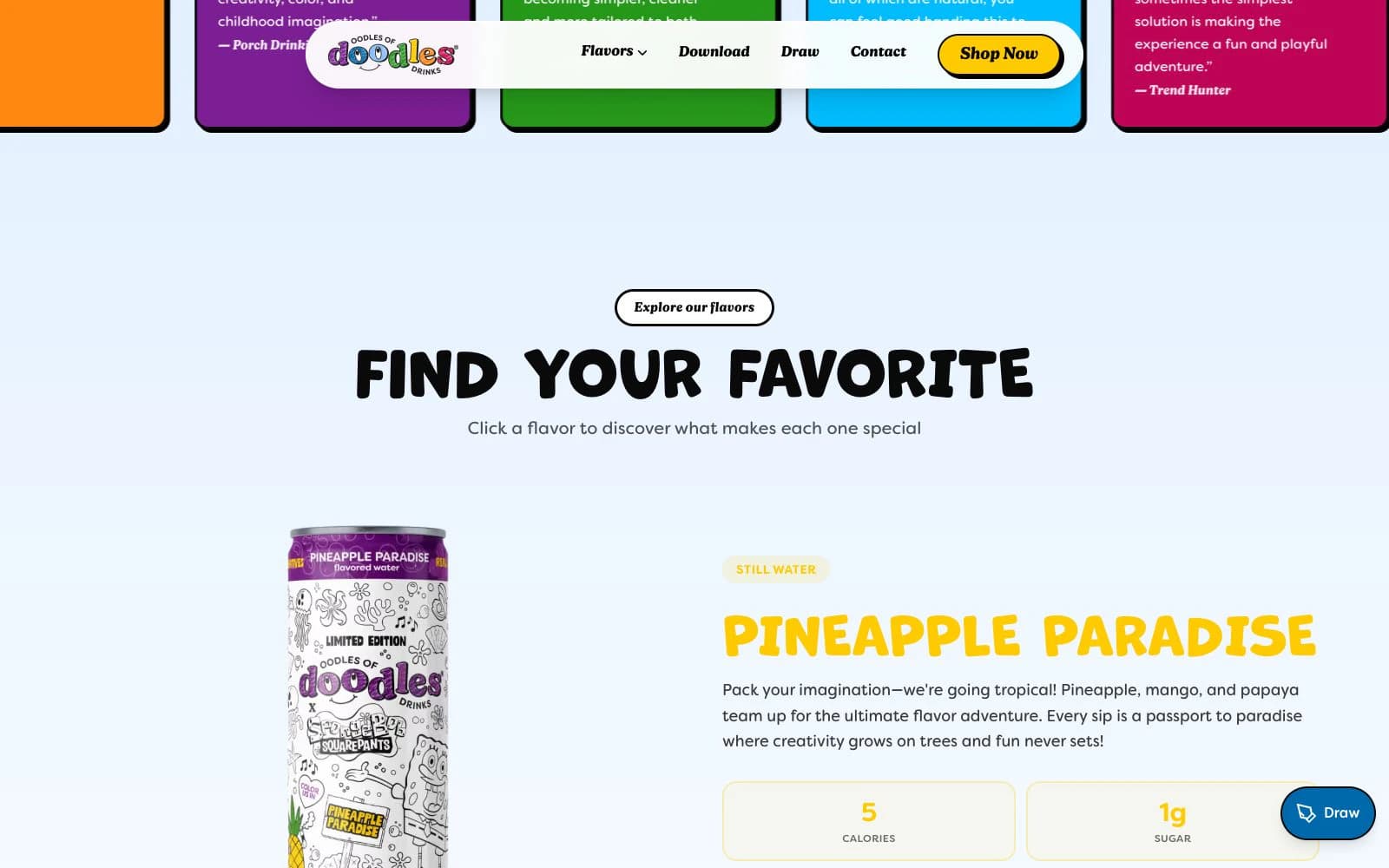 The Oodles of Doodles flavour explorer with the Pineapple Paradise SpongeBob can